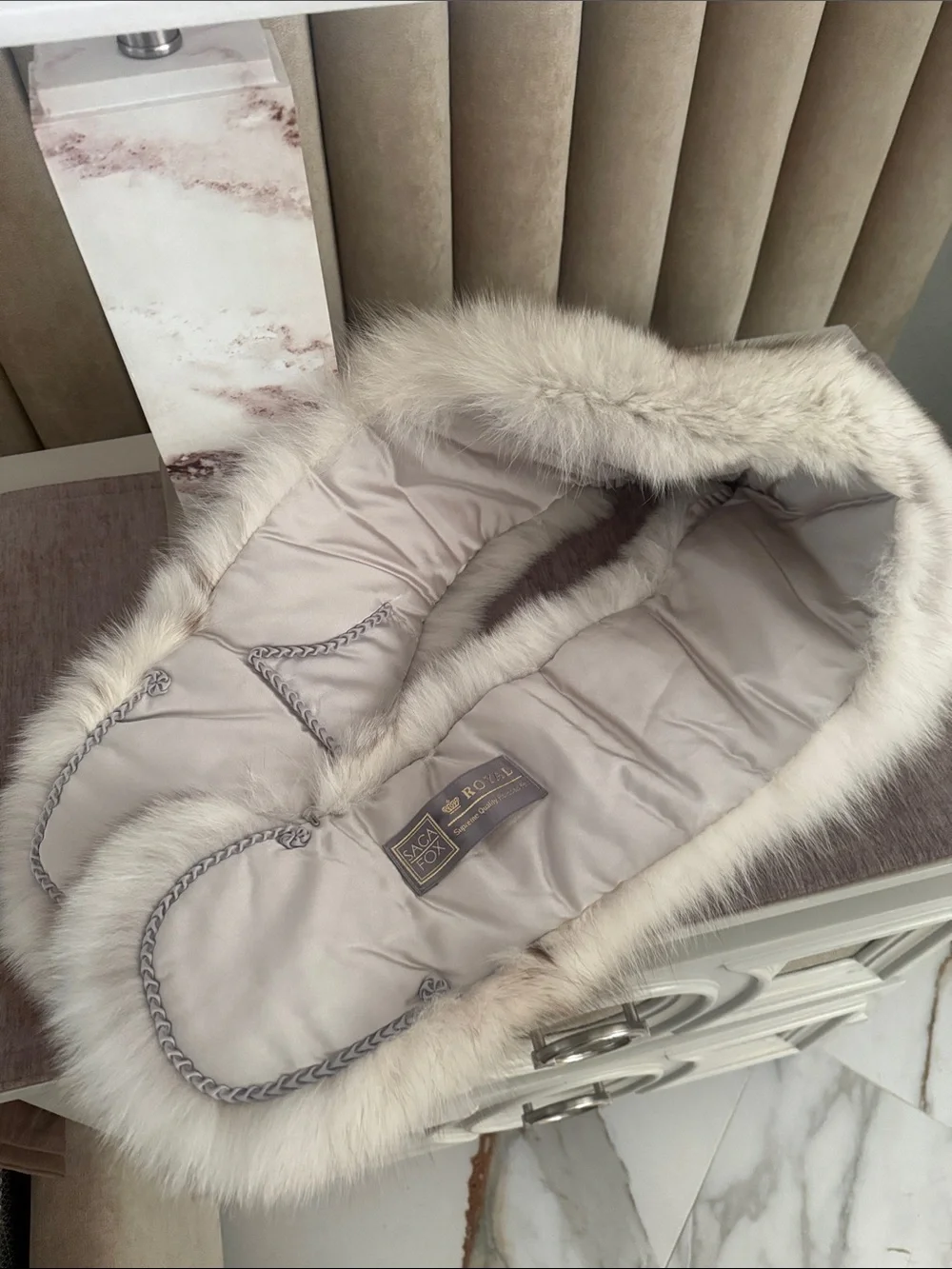Saga fox fur stole wrap blue fox